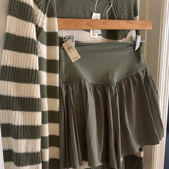 Aerie Olive and Cream Striped Sweater with Skort - Picture 2 of 7